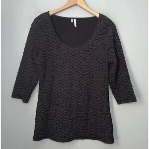 Studio Y Top Size XL Black Textured Puckered Knit Whimsigoth Stretch Witchy Vamp